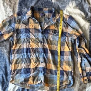 Patagonia Blue and Yellow Plaid Flannel